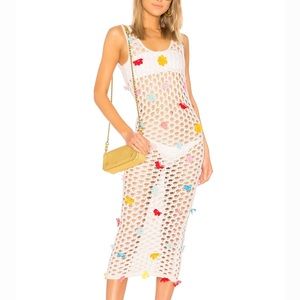 Flower Power white Crochet dress with floral details